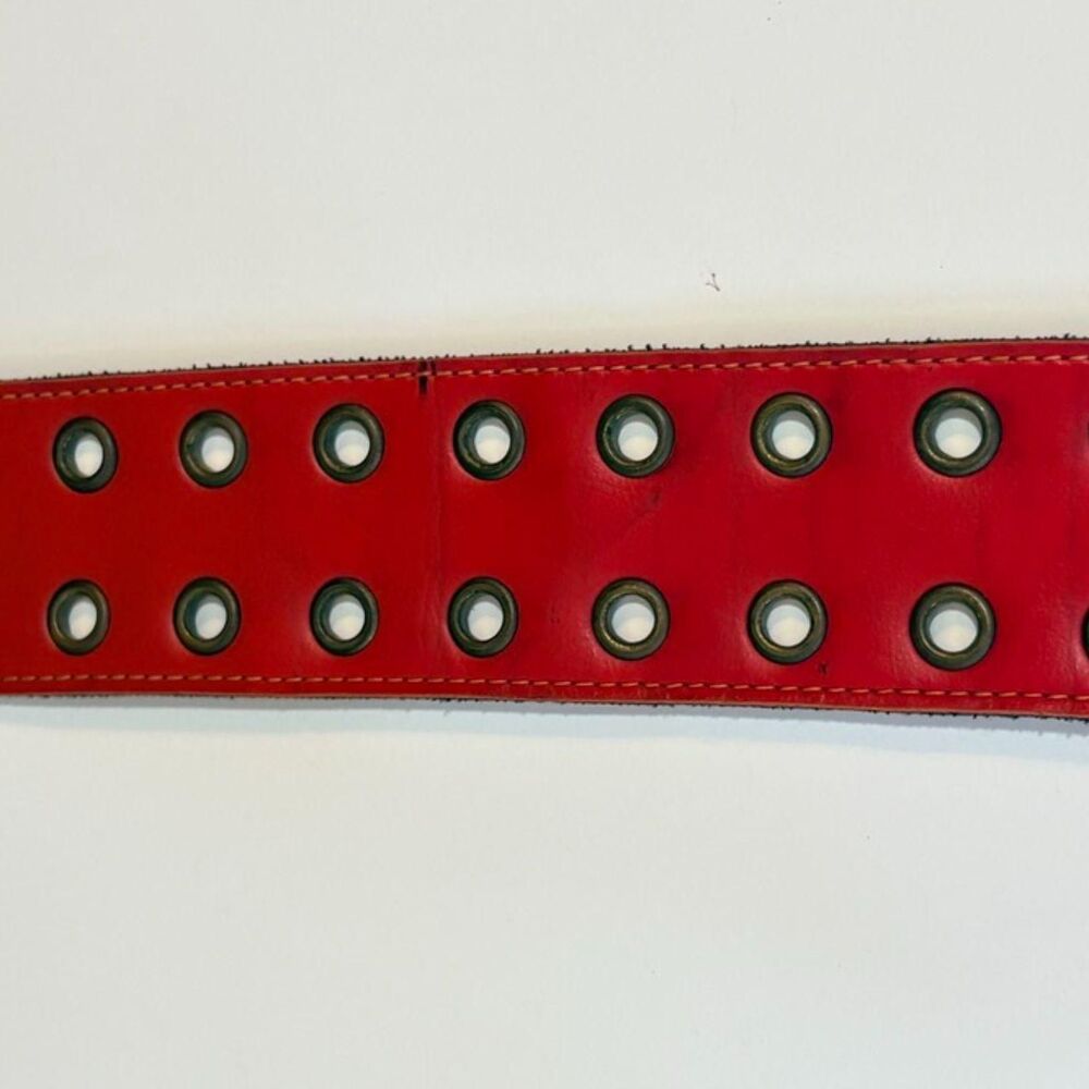 Vintage Garay Red Leather Grommet Belt Punk Western Boho M - Picture 8 of 8